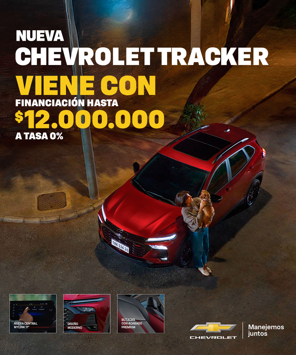 Chevrolet Tracker financiada hasta $12.000.000 a tasa 0%